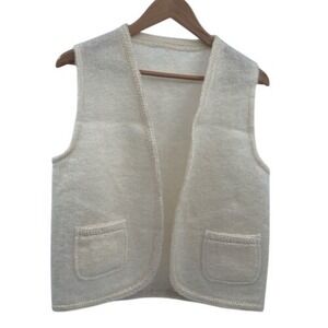 Vintage‎ Donegal Design Vest Wool Mohair Women Size Small Off White Ireland